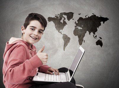 child with laptop computer