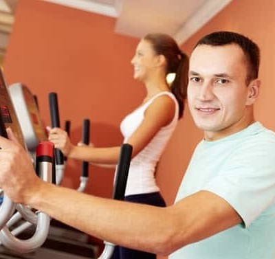 People exercising in gym